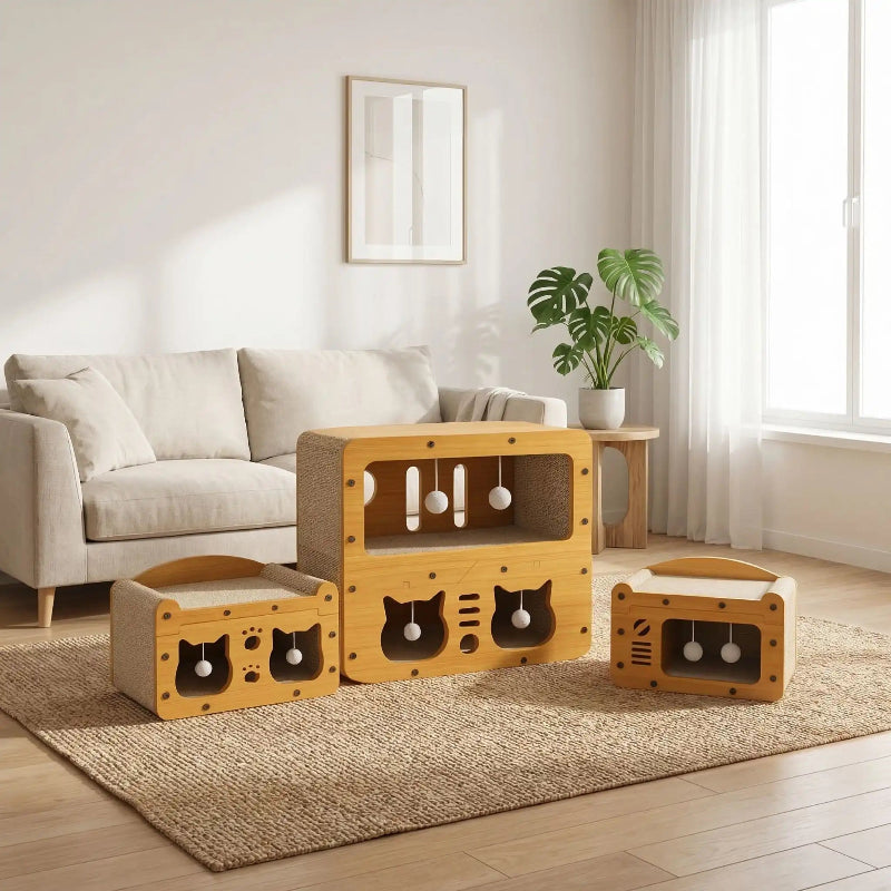 Maison griffoir chat bois trois modèles disponible