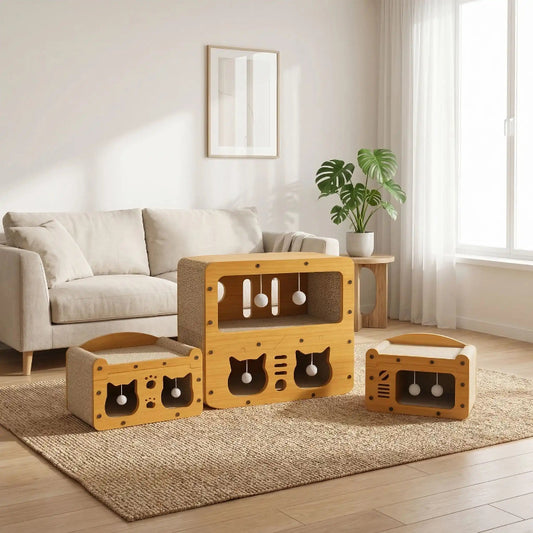 Maison griffoir chat bois trois modèles disponible