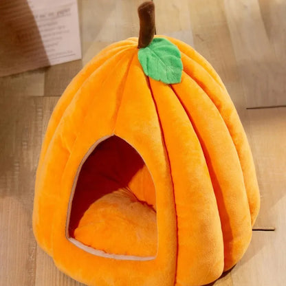 Maison pour chat citrouille orange douce et confortable