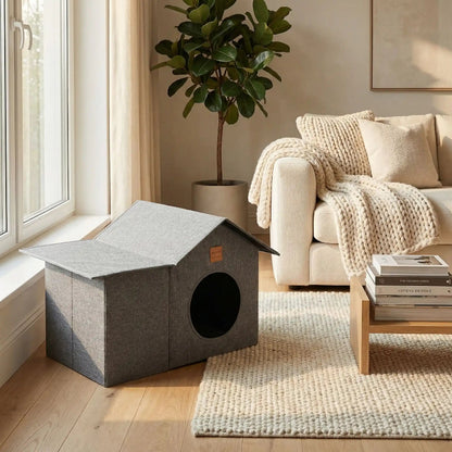 Niche extérieur pour chat gris salon lumineux