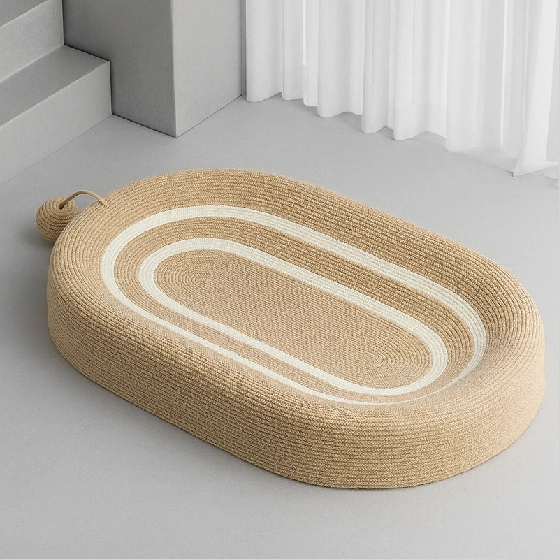 Panier pour chat en sisal naturel avec balle jouet interactive