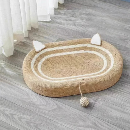 Panier pour chat en sisal naturel avec oreilles et balle jouet