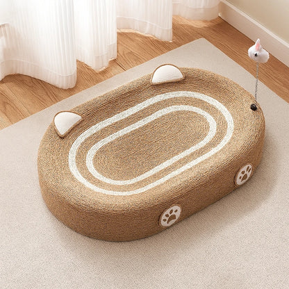 Panier pour chat en sisal naturel avec oreilles et jouet intégré