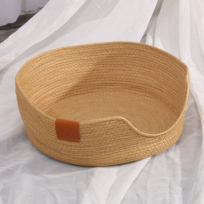 panier pour chat en rotin sans coussin style naturel