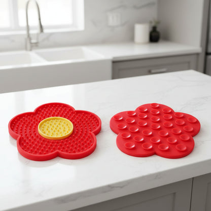tapis de léchage design de fleur rouge