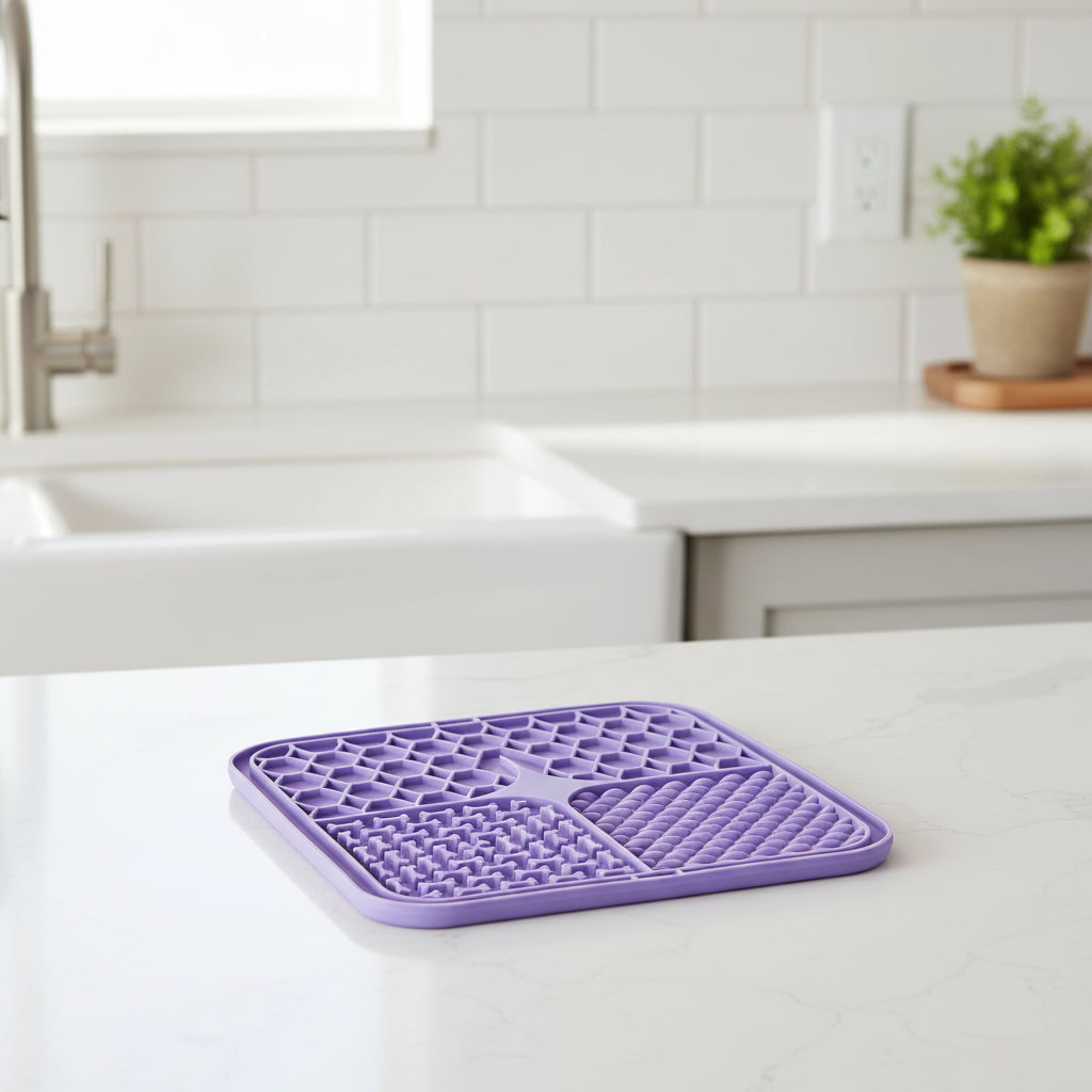 tapis de léchage en silicone violet