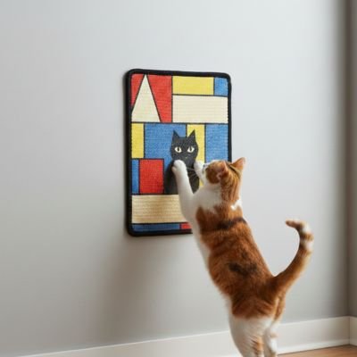 Tapis griffoir chat design triangle avec chat