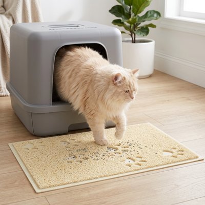 Tapis litière Chat beige