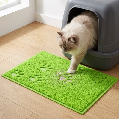 Tapis litière Chat vert avec chat 