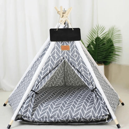Tente pour chats tipi grise avec coussin moelleux intérieur confortable