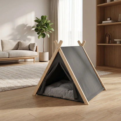Tipi pour chat gris moderne avec coussin